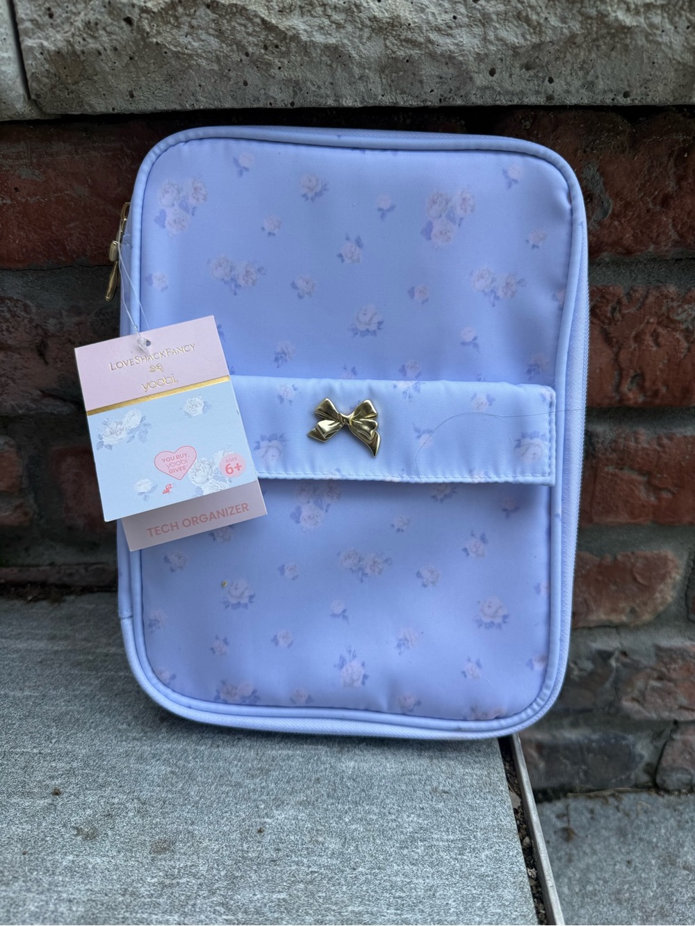 LoveShack Fancy and Yoobi Lavender Tech Organizer with Gold Bow